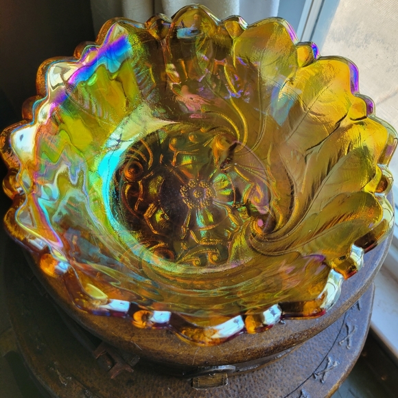 Other - Vintage Carnival glass Wild Rose pattern fruit bowl.